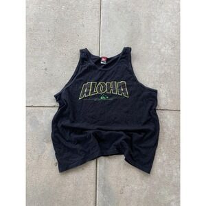 Vtg Quiksilver Shirt Mens XL Black Aloha Hawaii Tank Top Surf Graphic‎ Beach Tee